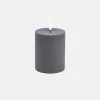 LED Melted Pillar Candle 7.8x10 - Grey