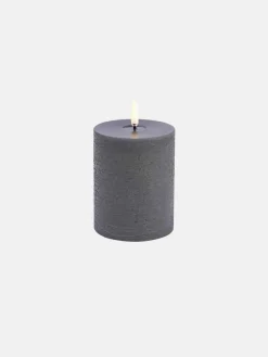 LED Melted Pillar Candle 7.8x10 - Grey