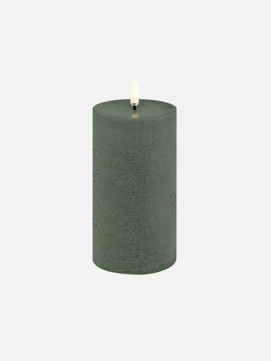 LED Pillar Candle 7.8x15 - Olive Green