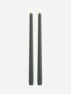 LED Slim Taper Candle Twin Pack 2.3x32 - Olive Green