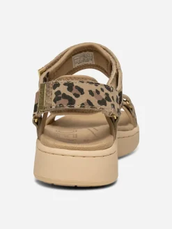 Line Suede Sandals - Leopard