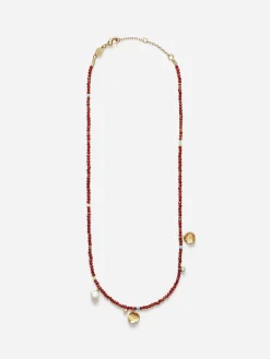 Maroon Harmony Necklace - Gold