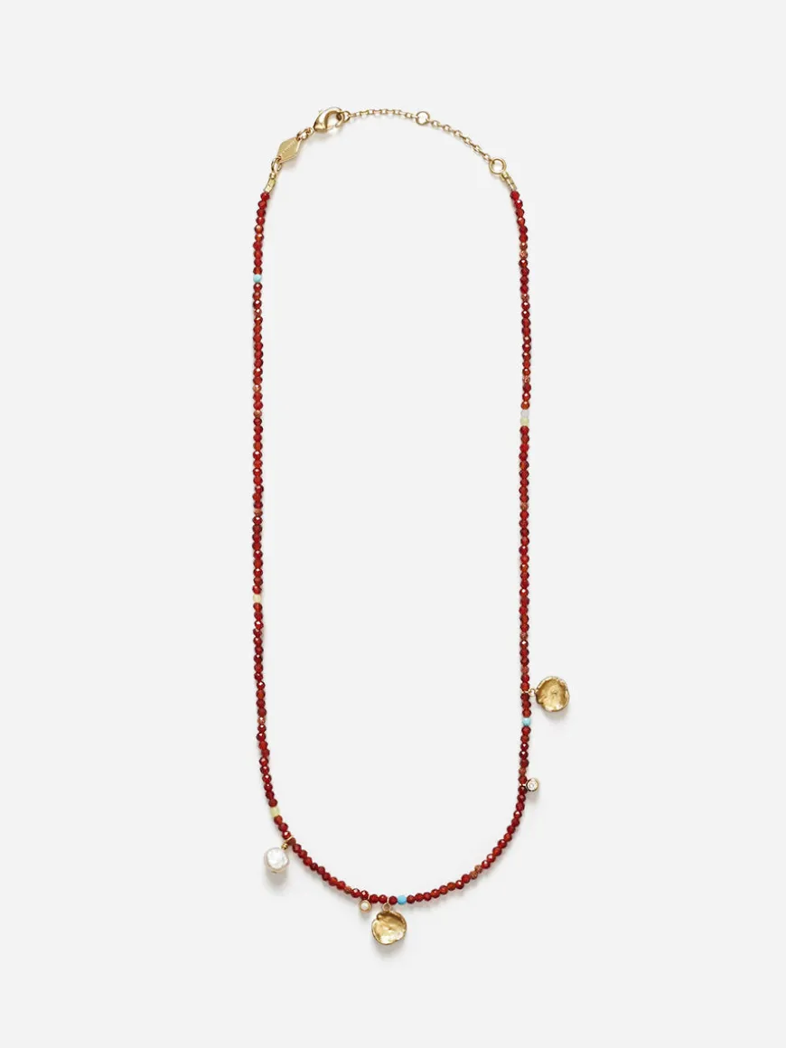 Maroon Harmony Necklace - Gold