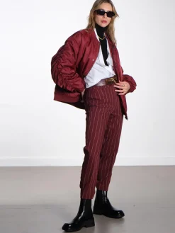 Mary Oversized Bomber Jacket - Cabernet