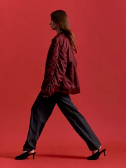 Mary Oversized Bomber Jacket - Cabernet