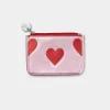 Metallic Pink Leather Heart Purse
