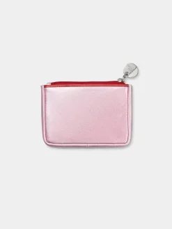 Metallic Pink Leather Heart Purse