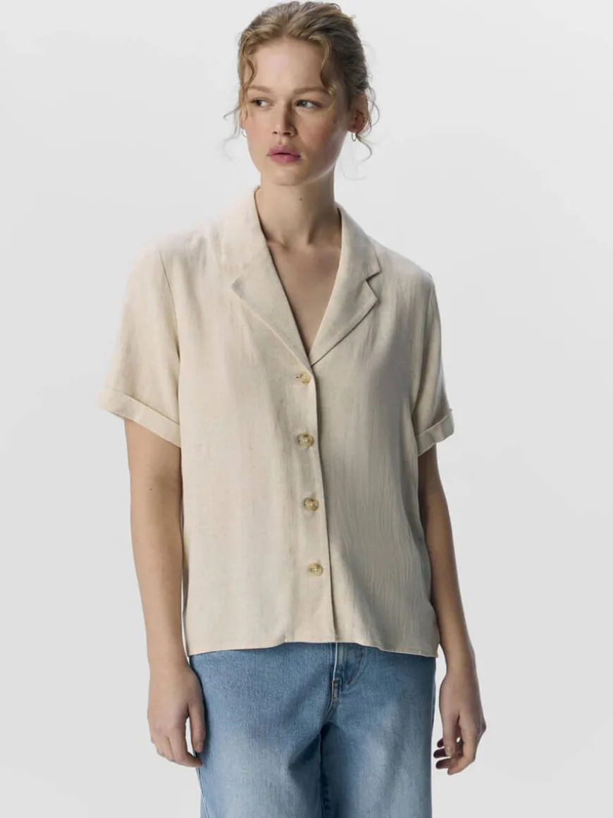 OBJSanne Short Sleeved Shirt - Sandshell