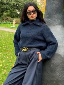 OBJTotalya Half Zip Pullover - Sky Captain