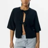 OBJUlla Short-Sleeved Knitted Cardigan - Black