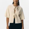 OBJUlla Short-Sleeved Knitted Cardigan - Sandshell