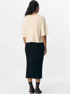 OBJUlla Short-Sleeved Knitted Cardigan - Sandshell