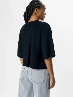 OBJUlla Short-Sleeved Knitted Cardigan - Black