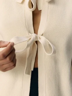 OBJUlla Short-Sleeved Knitted Cardigan - Sandshell