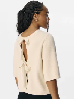OBJUlla Short-Sleeved Knitted Cardigan - Sandshell