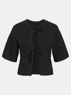 OBJUlla Short-Sleeved Knitted Cardigan - Black