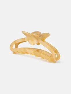 Open Heart Middle Hair Clip - Tan