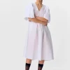 Paige Puff Sleeved Midi Dress - White