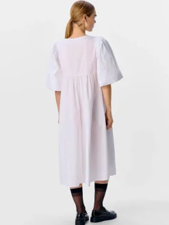 Paige Puff Sleeved Midi Dress - White