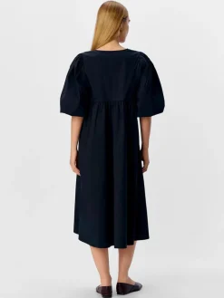 Paige Puff Sleeved Midi Dress - Black