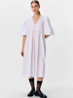 Paige Puff Sleeved Midi Dress - White
