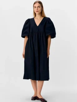 Paige Puff Sleeved Midi Dress - Black
