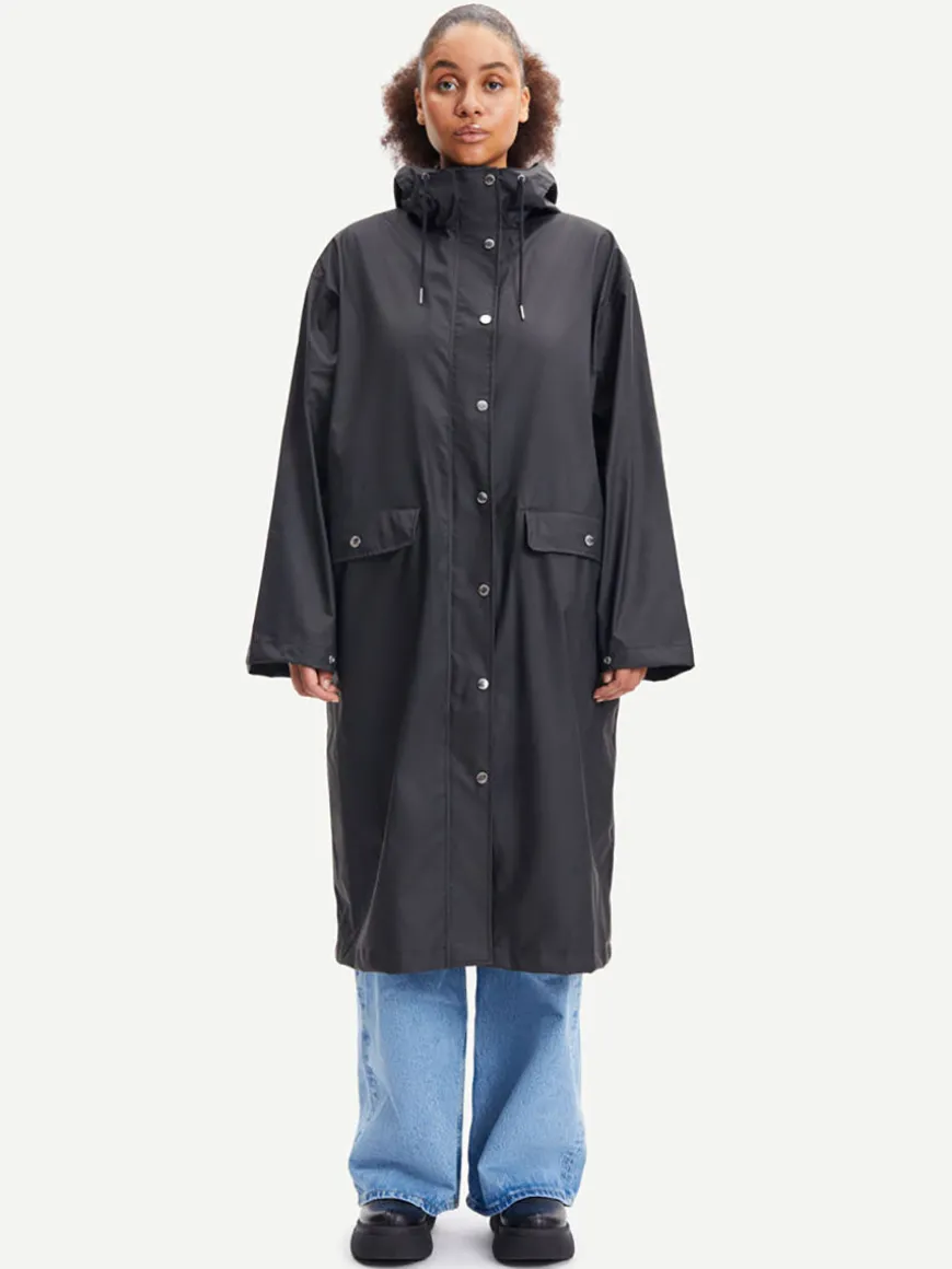 Stala Long Raincoat - Black
