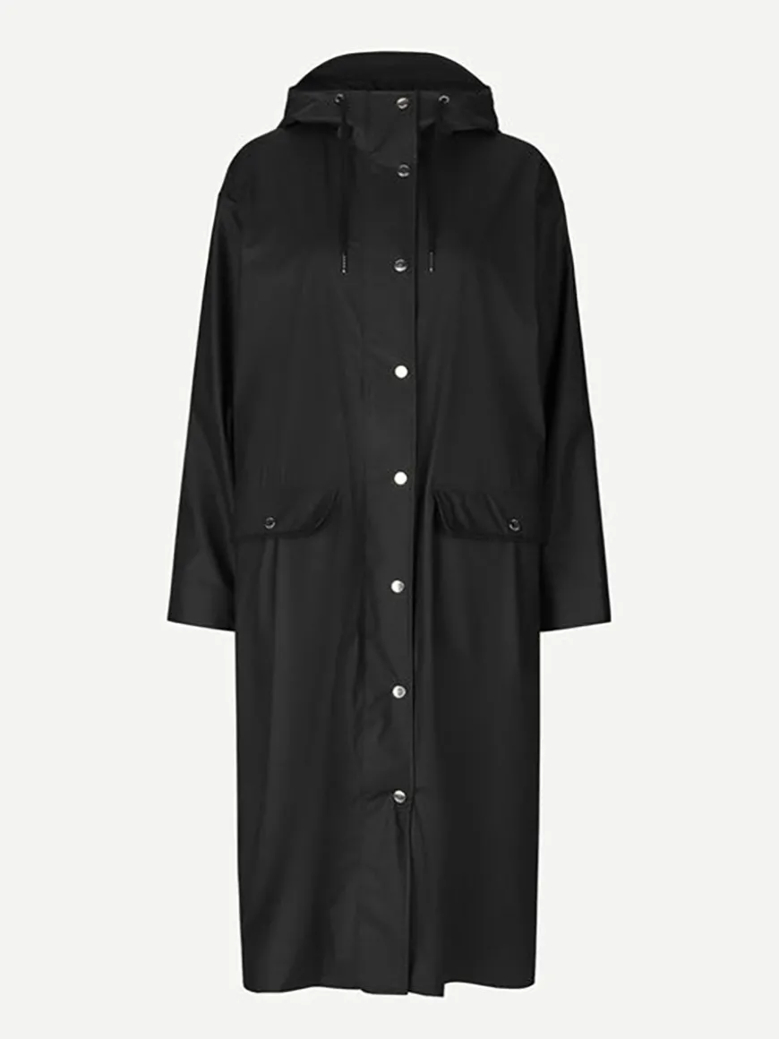 Stala Long Raincoat - Black