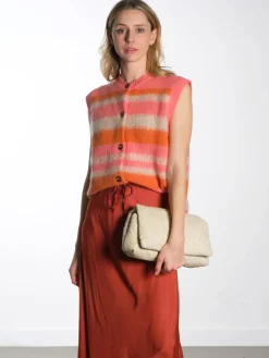 Striped Mohair Cardigan-Vest