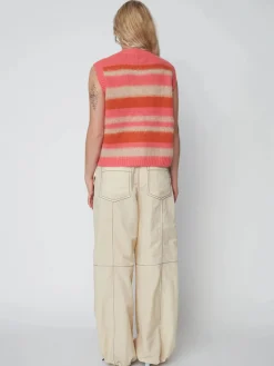 Striped Mohair Cardigan-Vest