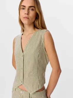 Striped Waistcoat - Cloud Dancer