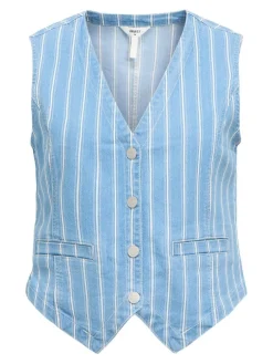 Striped Waistcoat - Light Blue Denim