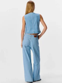 Striped Waistcoat - Light Blue Denim