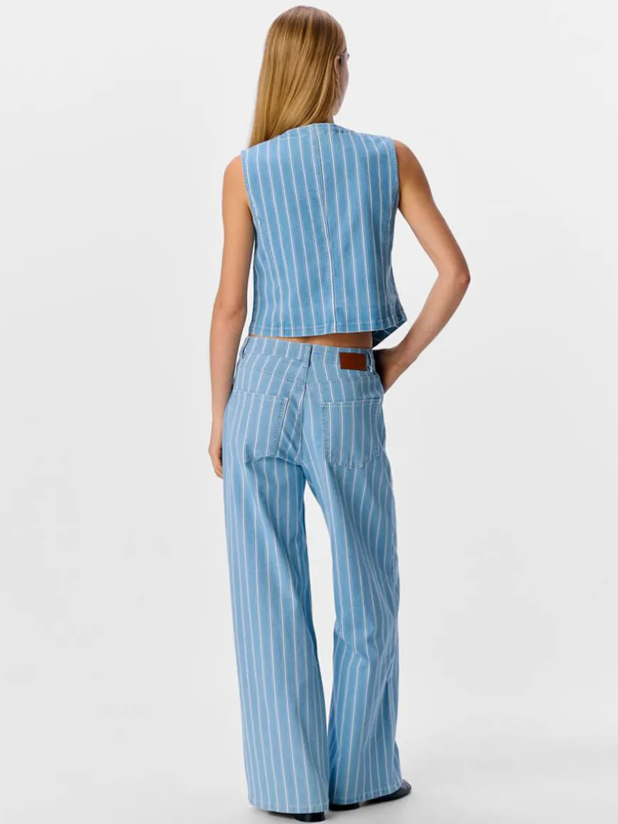 Striped Waistcoat - Light Blue Denim
