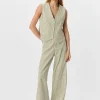 Striped Wide Leg Jeans - Cloud Dancer