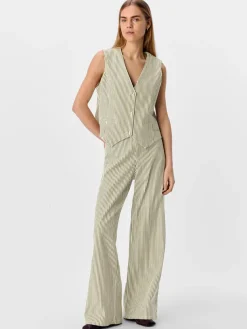 Striped Wide Leg Jeans - Cloud Dancer