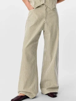 Striped Wide Leg Jeans - Cloud Dancer