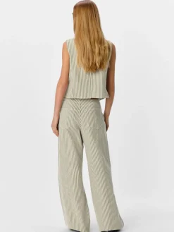 Striped Wide Leg Jeans - Cloud Dancer