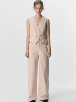 Striped Wide Leg Jeans - Rose Elegance