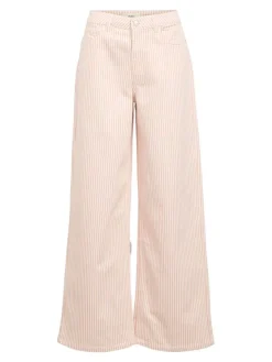 Striped Wide Leg Jeans - Rose Elegance
