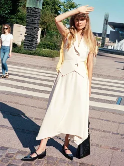 Tailored Handkerchief Dress - Ivory / Cornsilk