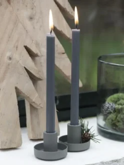 Tapered Candle 4pk - Dark Grey