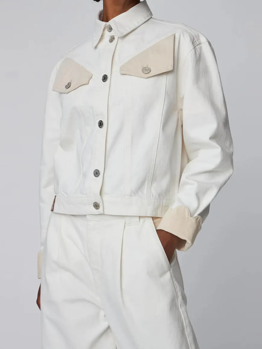 Two Toned Cotton Jacket - Denim Moon Wash