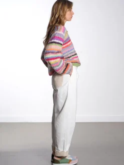 Two Toned Cotton Pants - Denim Moon Wash