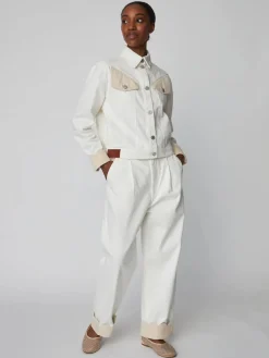 Two Toned Cotton Pants - Denim Moon Wash