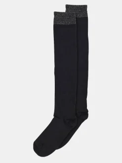 Wool/Silk Knee Socks - Black