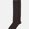 Wool/Silk Knee Socks - Dark Brown