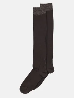 Wool/Silk Knee Socks - Dark Brown