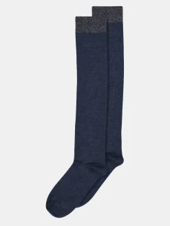 Wool/Silk Knee Socks - Deep Navy